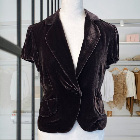 BCBGMAXAZRIA Dark Purple Velvet Jacket | Size Small - Picture 4 of 8